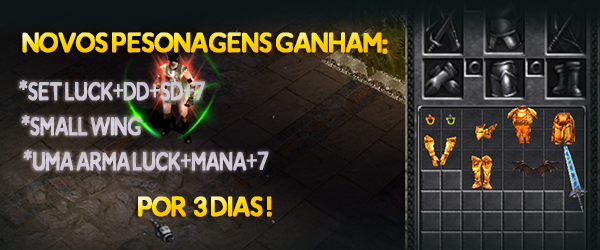 Garanta seus itens ao criar um personagem.